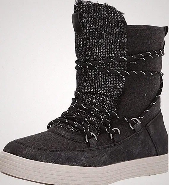 MUK LUKS WOMEN'S JACEY PULL ON HIKING WINTER FASHION ANKLE BOOTS BLACK 1000060